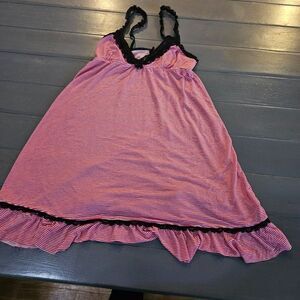 Kensie Women's Red & White Striped Pajama Nightgown Sleepwear Size Medium